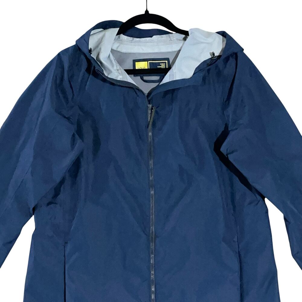 Lolë Longline Hooded Waterproof Raincoat M Navy Blue Casual Outdoor Mesh Jacket - Picture 2 of 11